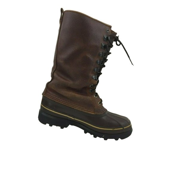 VTG Sorel Kaufman Canada Boots 6 Rubber Leather Winter Felt Lined Brown Snow